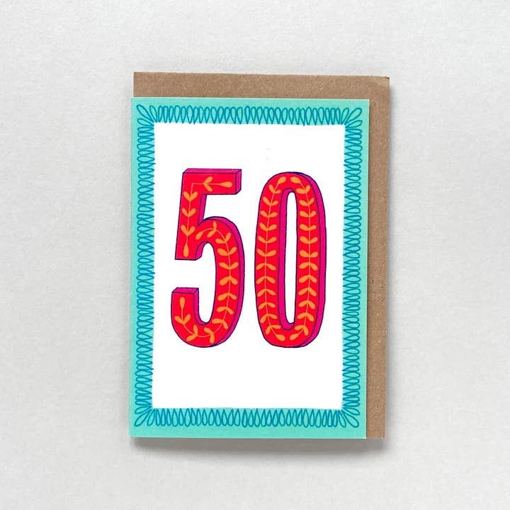 Age 50 Floral Birthday Card - Maggie image 1