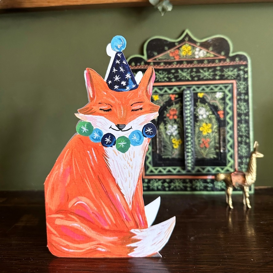 Party Fox Die-Cut Card - Hutch Cassidy image 1