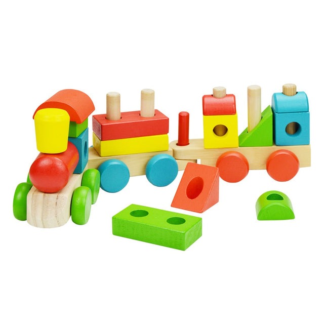 Wooden Train With Blocks - Inside Out image 1