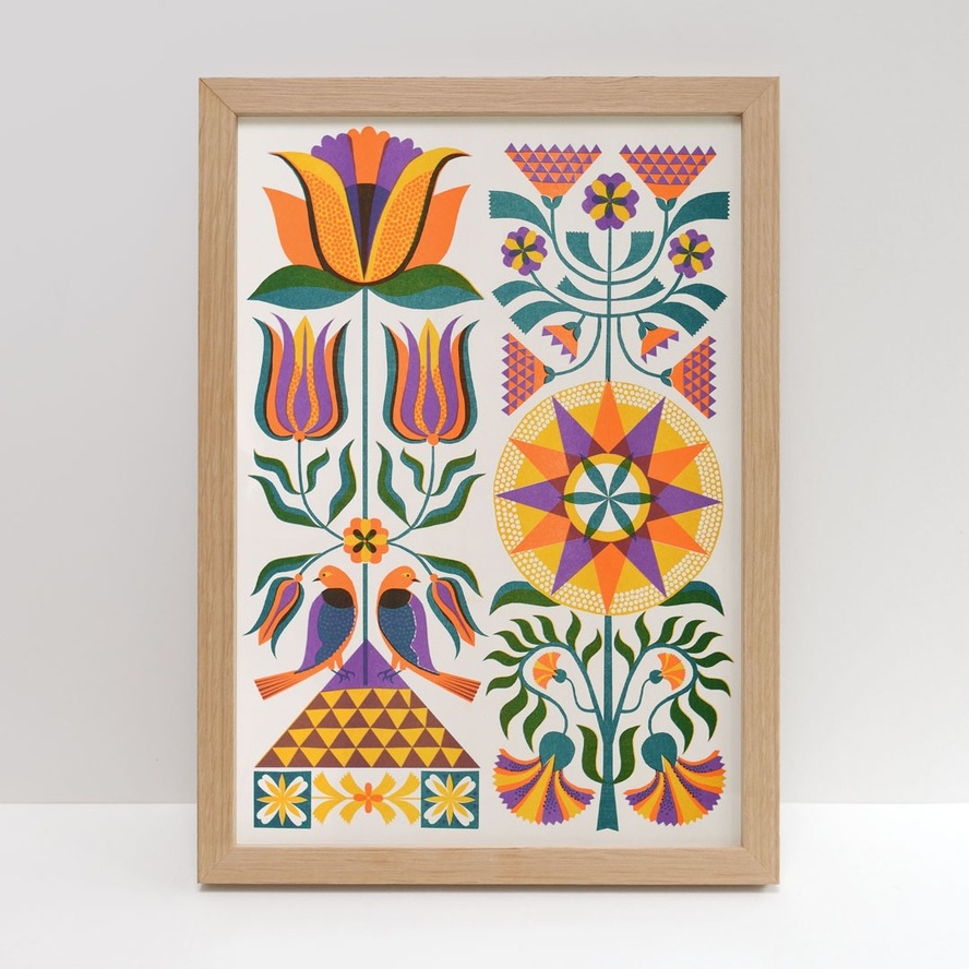 Fraktur Floral A3 Risograph Print - Printer Johnson image 1