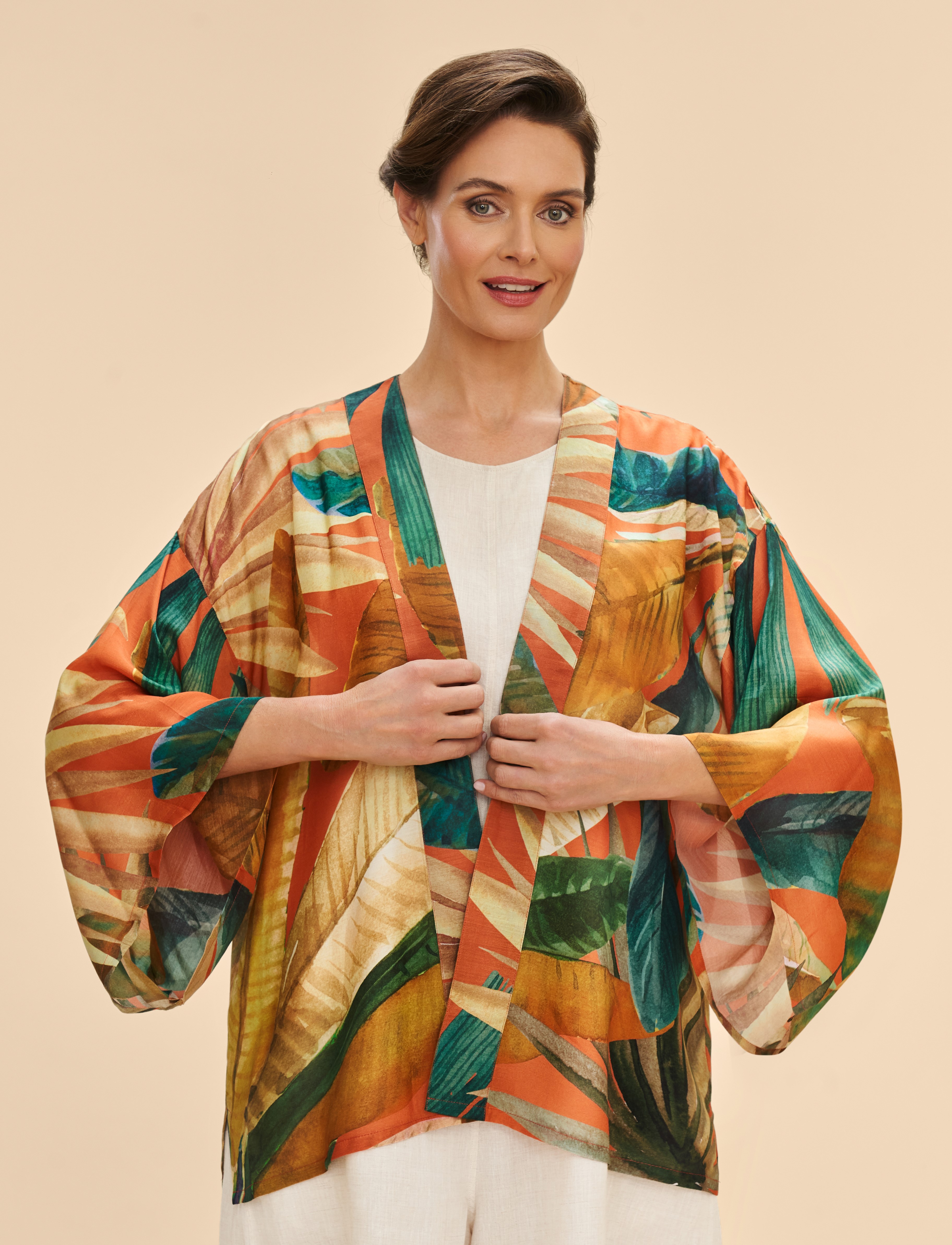 Kimono Jacket - Painted Palms - Powder image 1