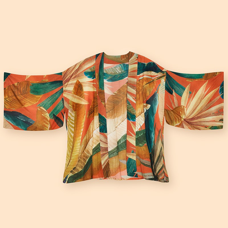 Kimono Jacket - Painted Palms - Powder image 2