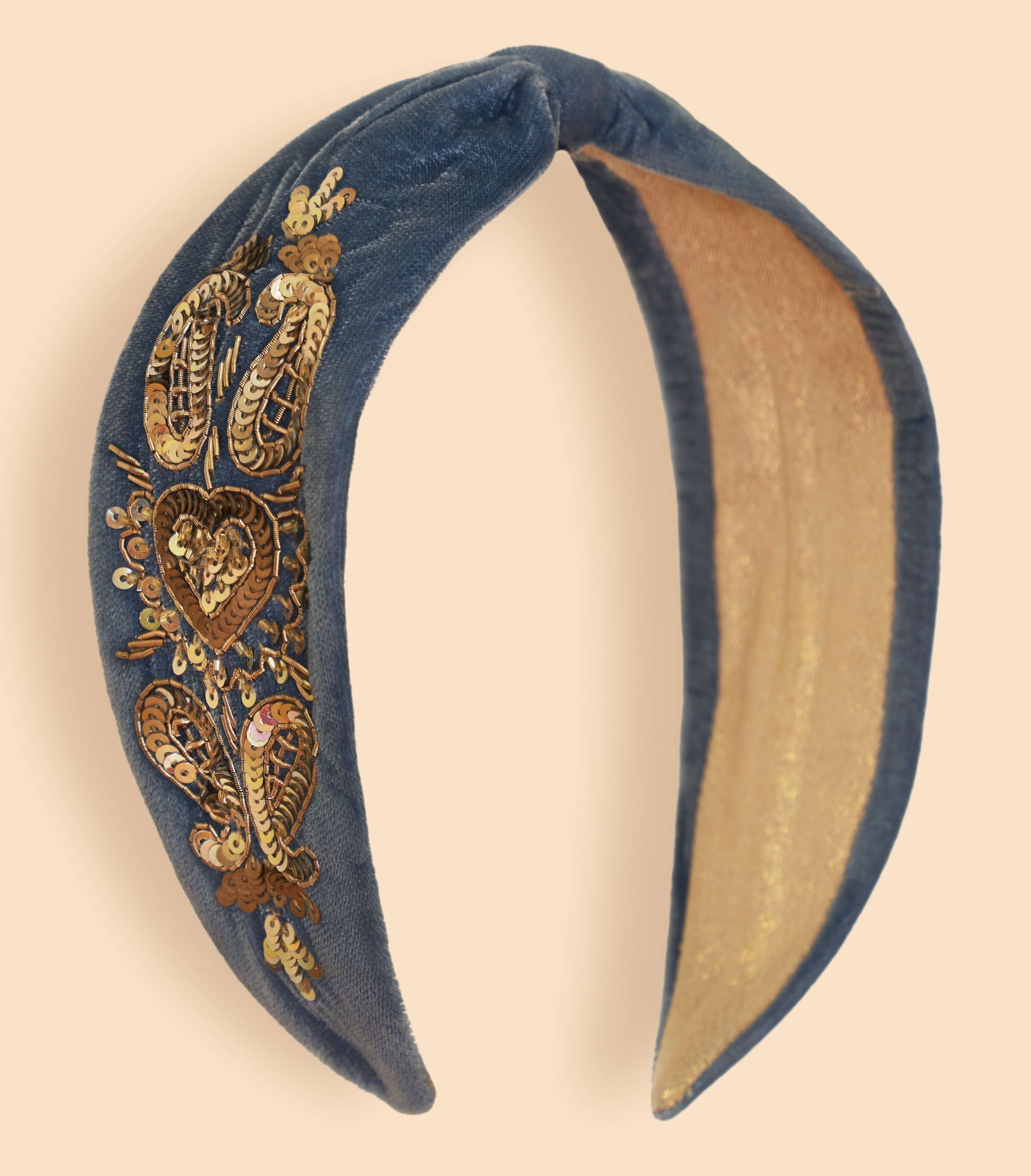 Velvet Headband - Royal Blue Heart - Powder image 1