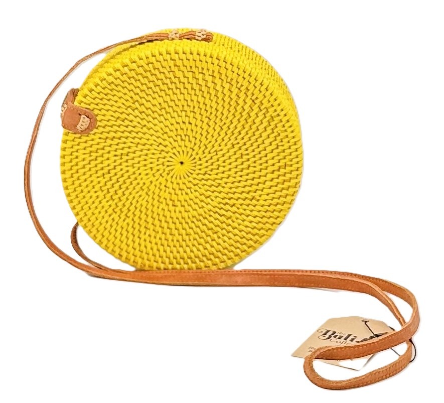 Rattan Cross Body - Shoulder Bag - Yellow image 1