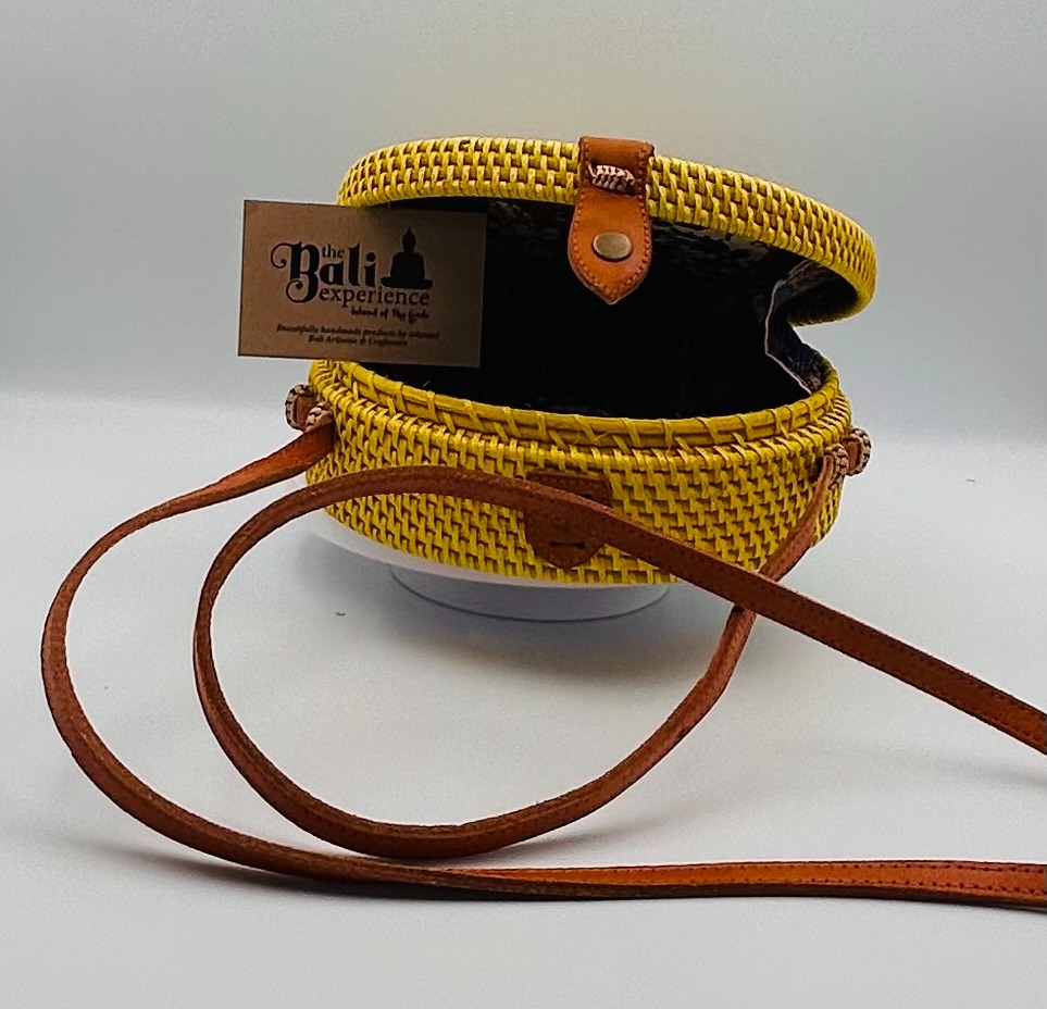 Rattan Cross Body - Shoulder Bag - Yellow image 2