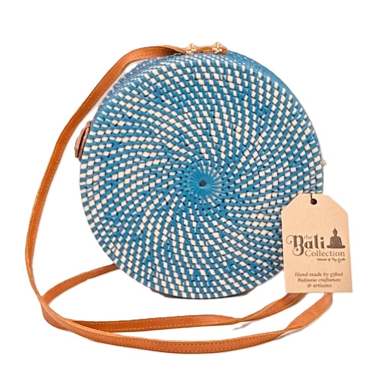 Rattan Cross Body - Shoulder Bag - Blue image 1