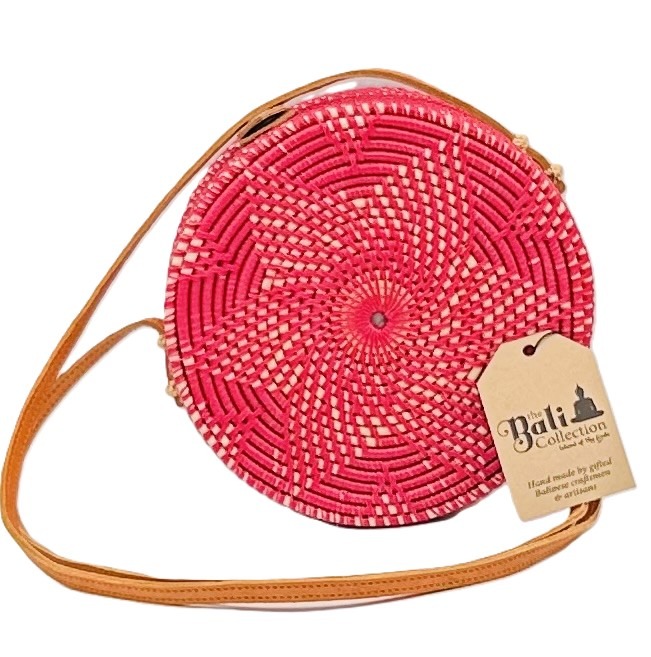 Rattan Cross Body - Shoulder Bags - Pink image 1
