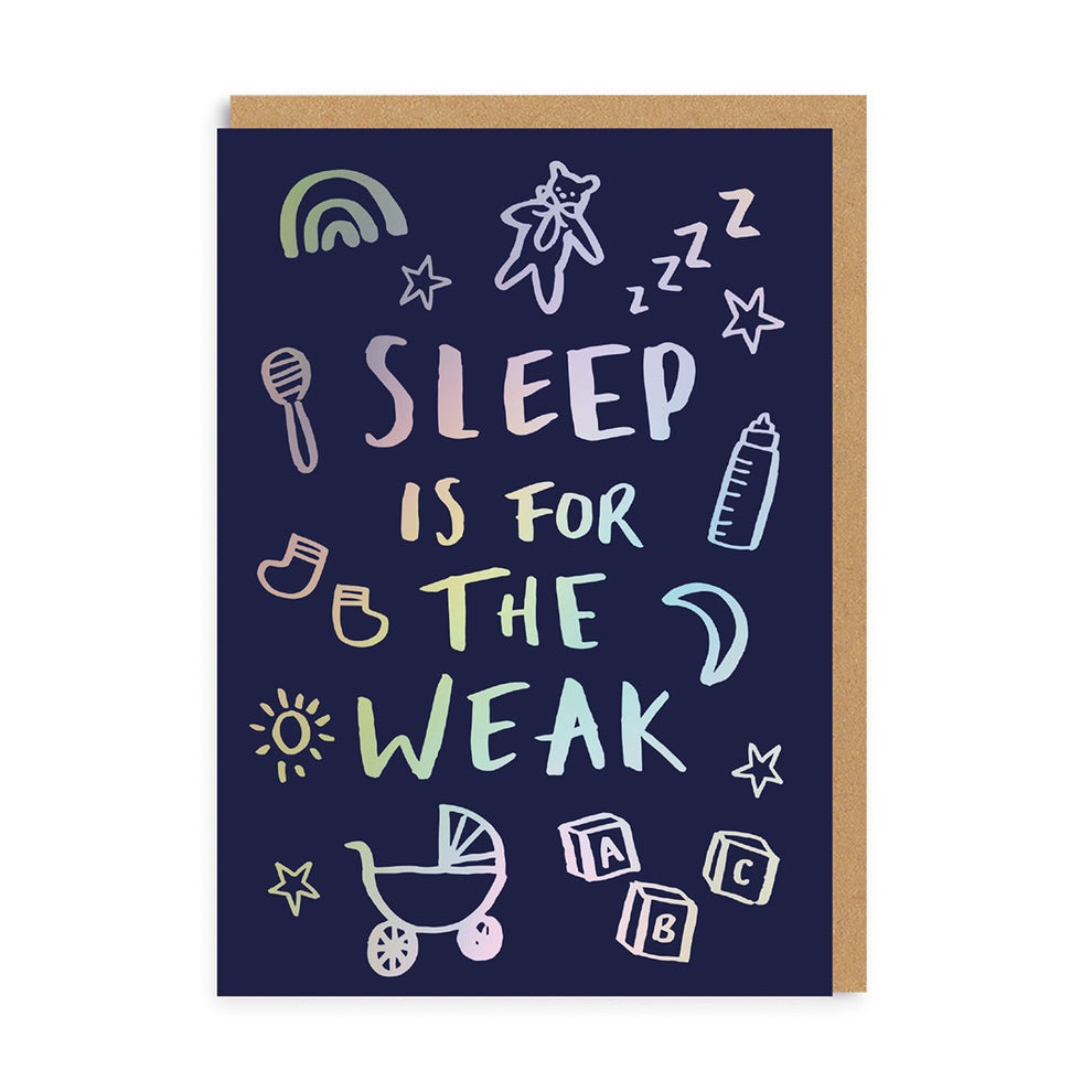 Sleep is for the Weak Newborn Greeting Card - Ohh Deer image 1