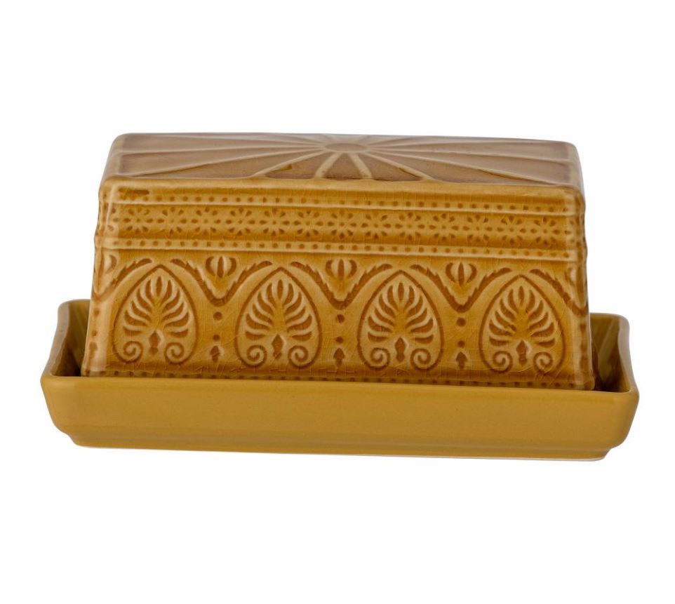 Rani Yellow Stoneware Butter Dish - Bloomingville image 1