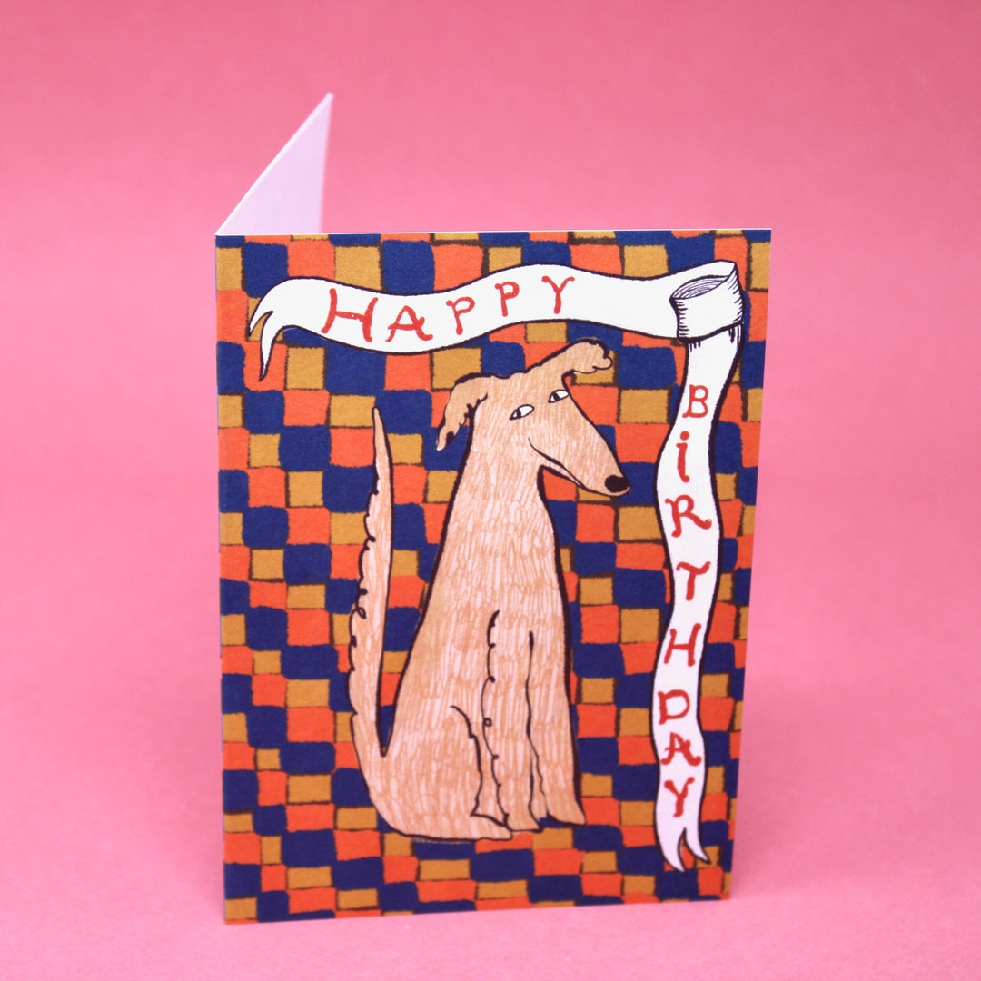 Happy Birthday Dog Checkerboard Greeting Card - Ark Colour Design image 1