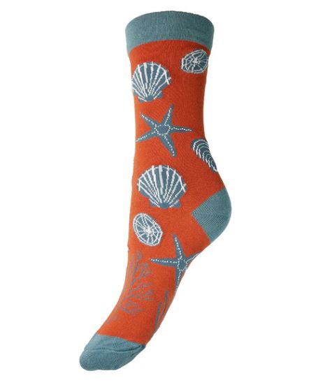 Terracotta Seashells Bamboo Socks - JOYA image 1