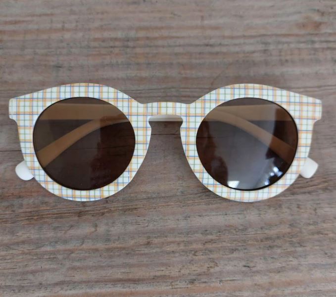 Kids Sunglasses - Orange & White Gingham image 1