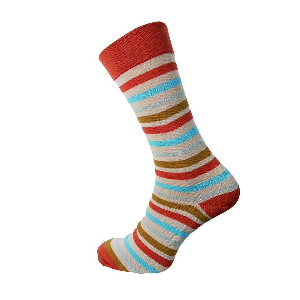 Rust Orange Stripey Bamboo Socks - JOYA image 1