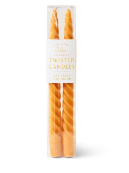 Twisted Golden Dinner Candles Set of 2 - Designworks Collective image 1