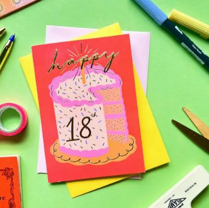 18 Gold Cake Card - Kerrie Illustrates image 1