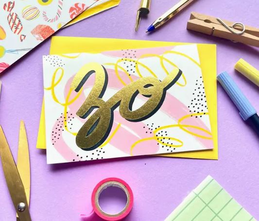 30 Gold Pattern Card - Kerrie Illustrates image 1