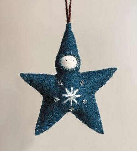 Blue Felt Star Baby Decoration - East of India image 1