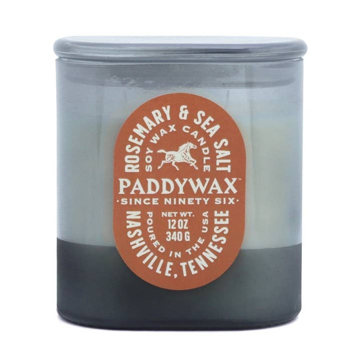 Rosemary & Sea Salt Blue Glass Candle 340g - Designworks Collective image 1
