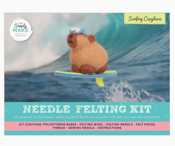Surfing Capybara Needle Felting Kit - West Design Products image 1