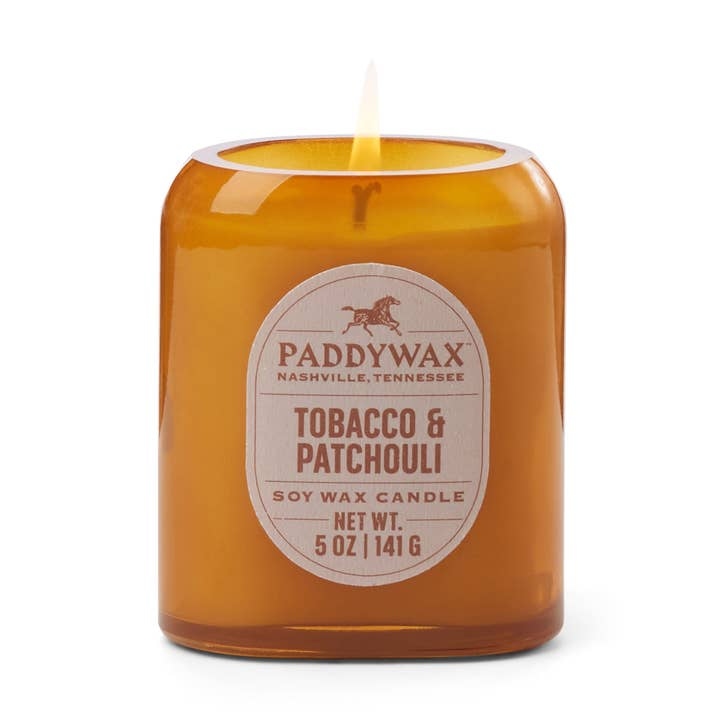 Amber Glass Candle - 142g Tobacco & Patchouli - Designworks Collective image 1