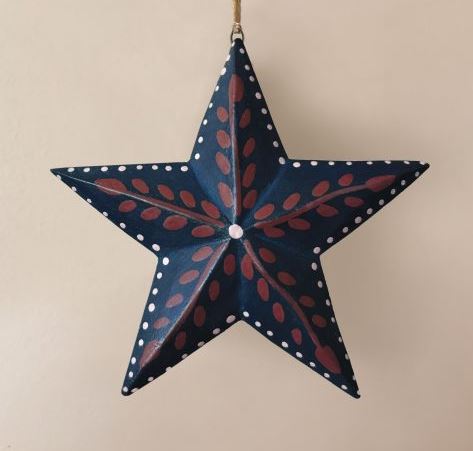 Blue Folk Star Decoration - East of India image 1