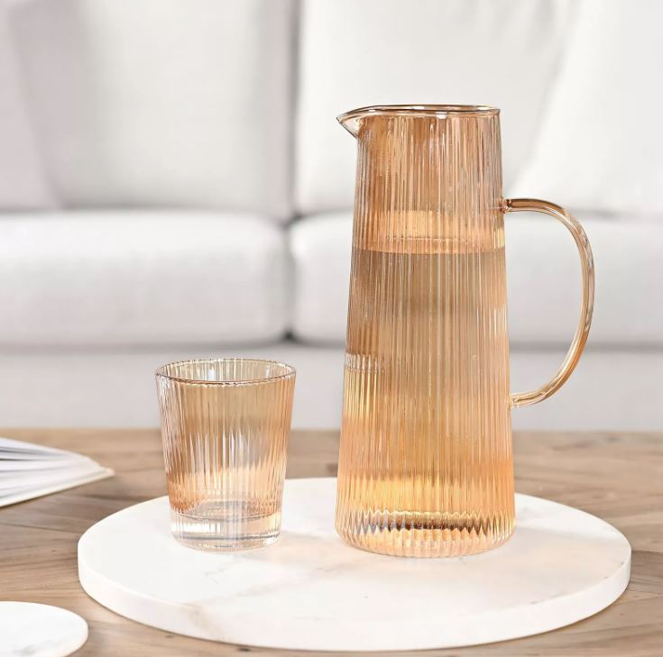 Hestia Ribbed Glass Jug - Widdop & Co image 1