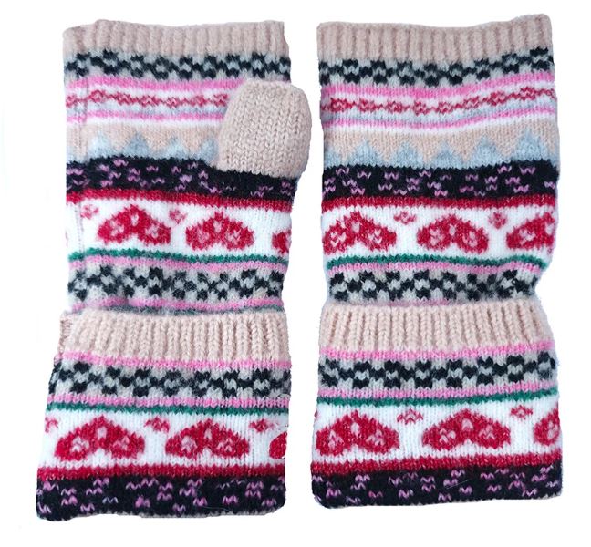 Pink Nordic Fingerless Gloves - Gemjar image 1