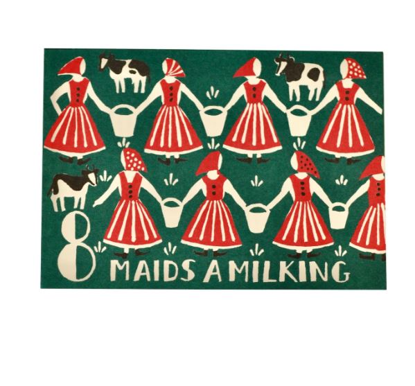 8 Maids a Milking Card - Cambridge Imprint image 1