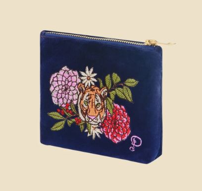 Mini Velvet Zip Pouch - Tiger - Powder image 1