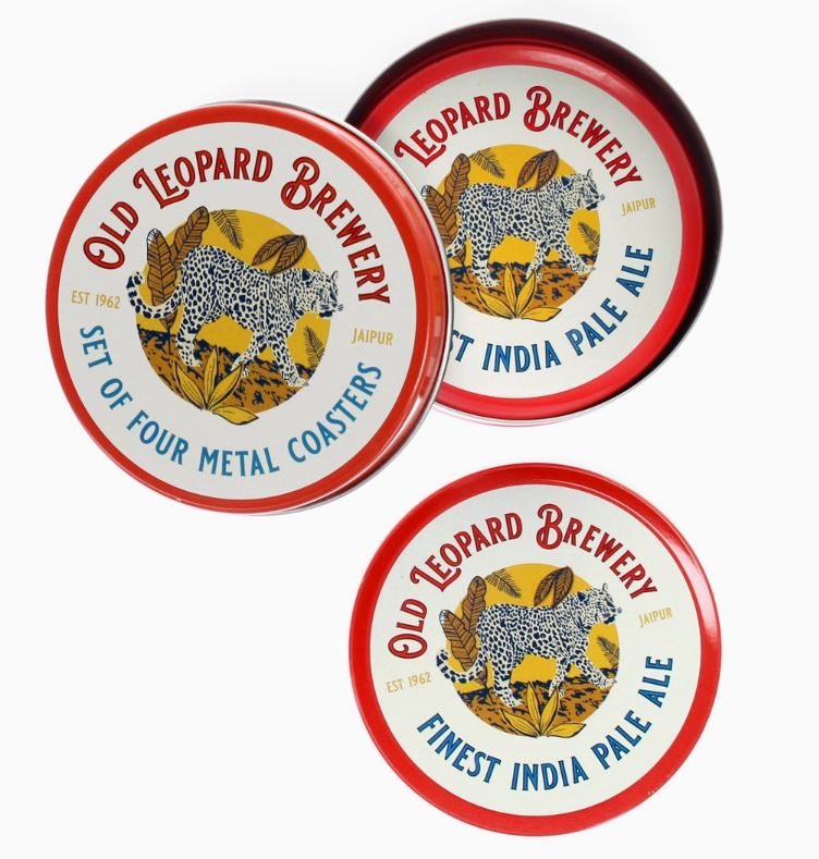 Old Leopard Set of 4 Metal Coasters - Rex London image 1