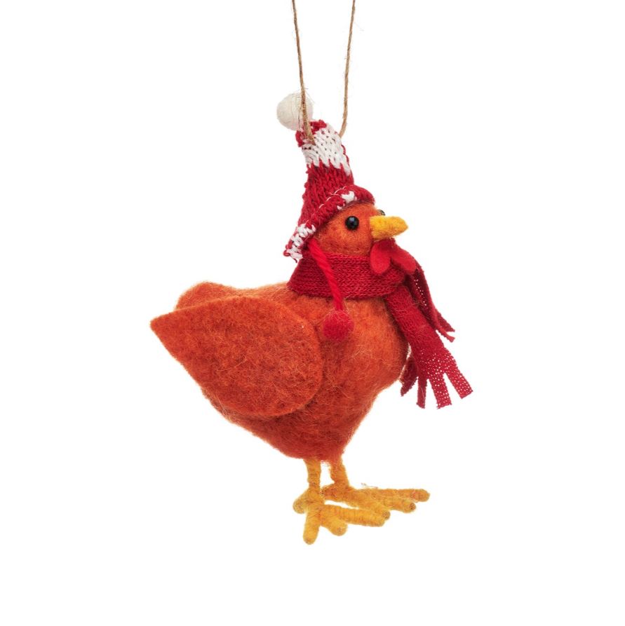 Chicken with Woolly Hat Hanging Decoration image 1