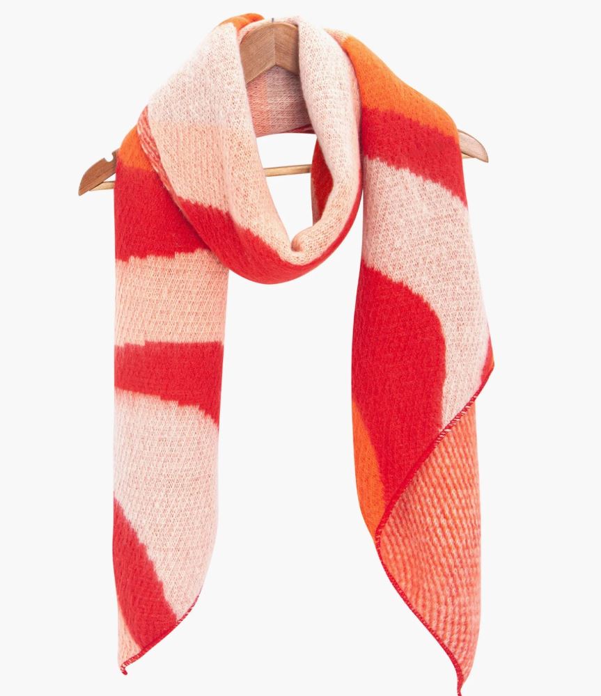 Ramona Orange & Red Waves Heavyweight Scarf - Sarta image 1