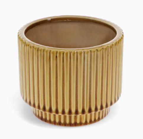 Mustard Ribbed Plant Pot - Rex London image 1