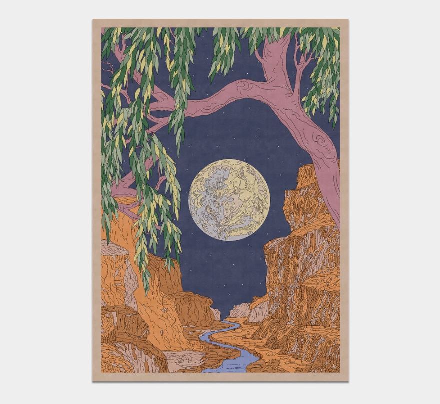 Full Moon & Mountains Art Print - OMG Kitty image 1