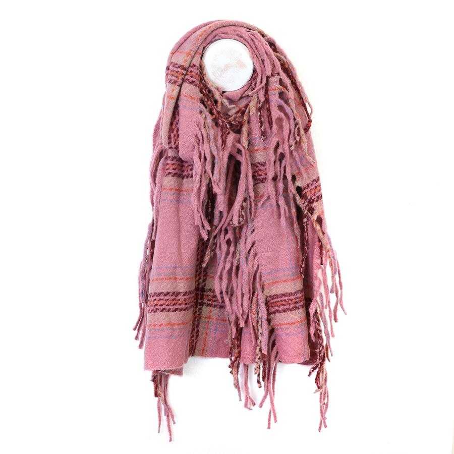 Pink Mix Fringe Scarf - POM 925 image 1