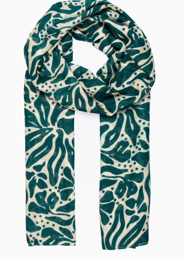 Allie Green Floral Lightweight Scarf - Sarta image 1