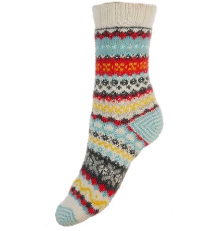 Pale Blue & Cream Scandi Wool Blend Socks - Gemjar image 1