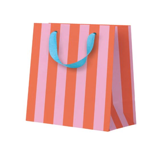 Pink & Orange Stripe Small Gift Bag - Ohh Deer image 1