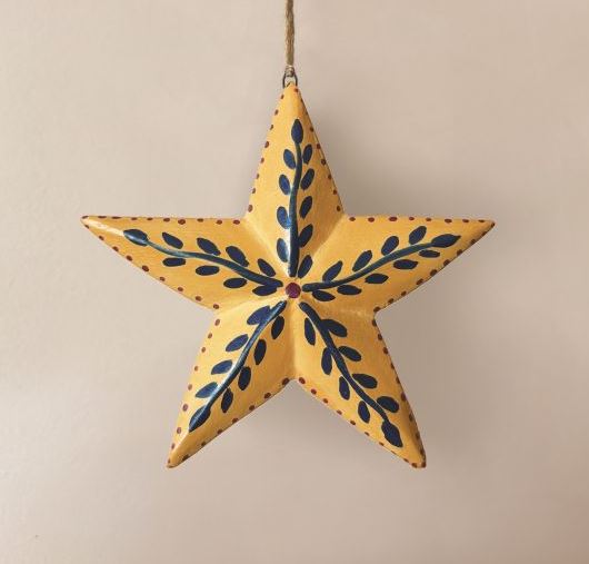 Yellow Folk Star Decoration - East of India image 1