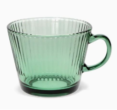 Retro Ribbed Green Glass Mug - Rex London image 1