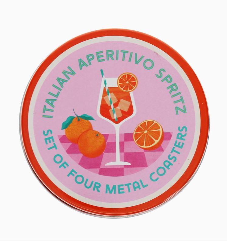 Aperitivo Spritz Set of 4 Metal Coasters - Rex London image 1
