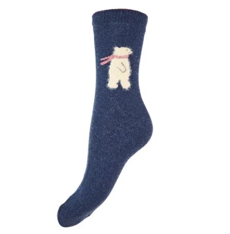 Blue Fluffy Polar Bear Wool Blend Socks - Gemjar image 1