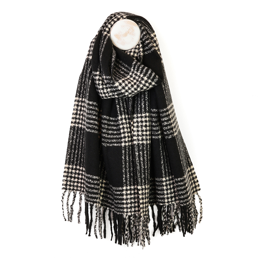 Monochrome Check Stripes Scarf - POM 925 image 1