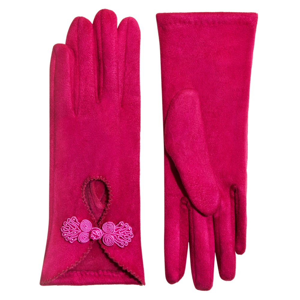 Faux Suede Gloves - Fuschia - Powder image 1