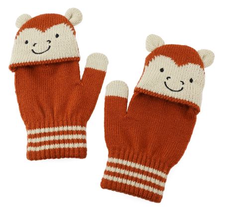 Knitted Monkey Mitten Fingerless Gloves - POM 925 image 1