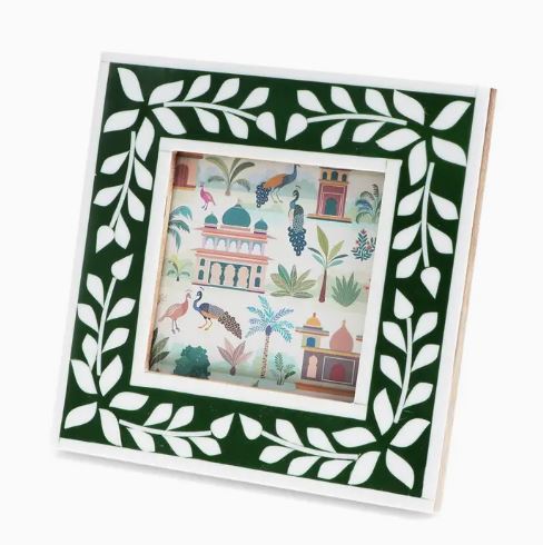 Square Green Floral Photo Frame - Rex London image 1