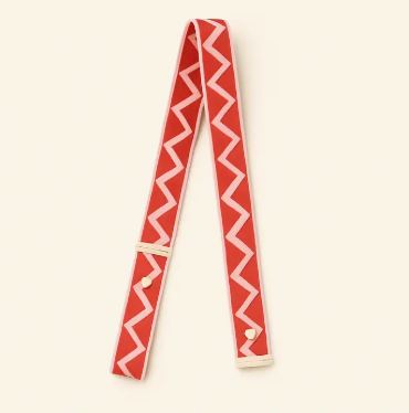Red & Pink Zigzag Adjustable Bag Strap - Tokeii Knit Studio image 1