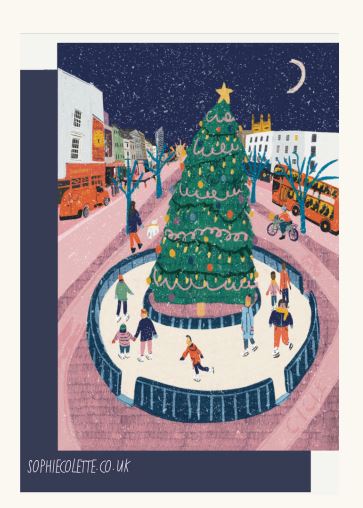 Ice Skating at Christmas Card - Sophie Colette image 1