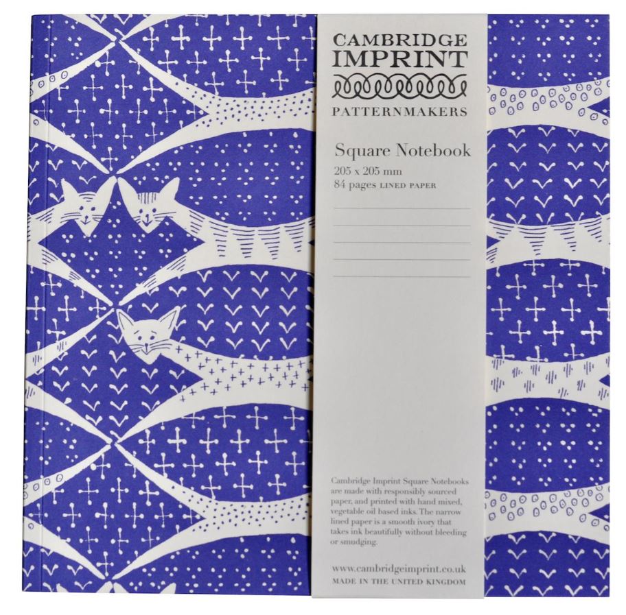 Square Notebook with Lined Paper in Cats Periwinkle Blue - Cambridge Imprint image 1