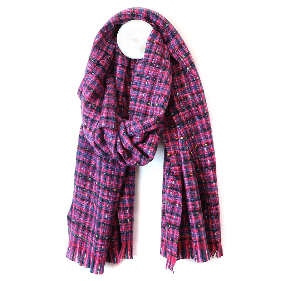 Pink Mix & Metallic Thread Scarf - POM 925 image 1